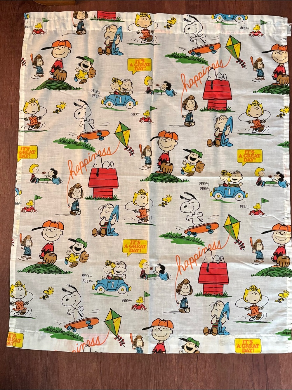 Vintage Peanuts Snoopy Charlie Brown Curtains Rennie 29x36 Pair Happiness